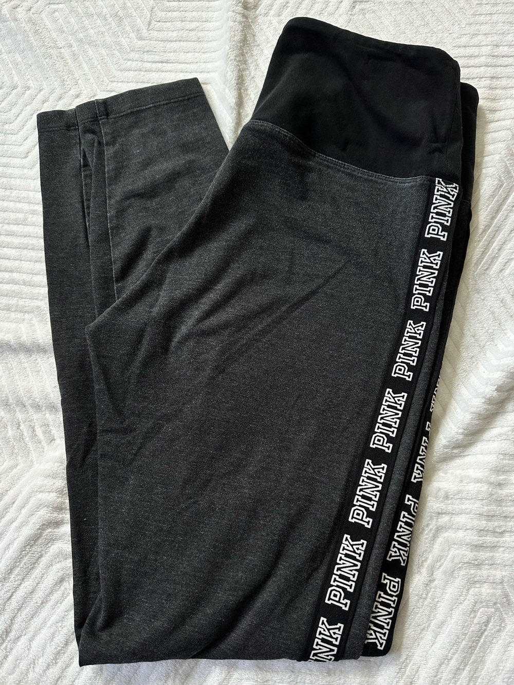 PINK Victoria's Secret Black & Charcoal Yoga Leggings